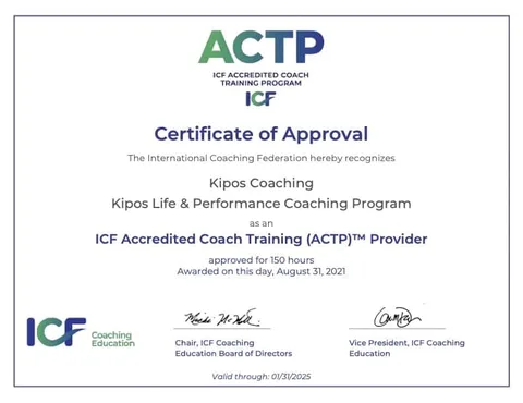 Kipos Coaching ICF ACTP onay sertifikası