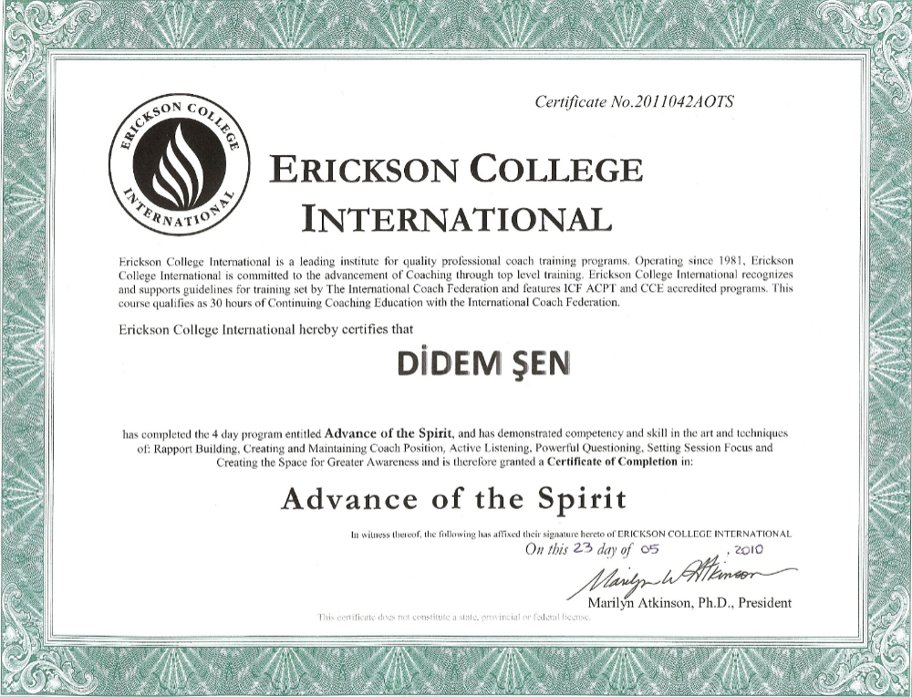 Erickson College International Advance of the Spirit